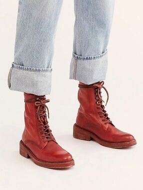 Free People Santa Fe Leather Lace-Up Ankle Boots